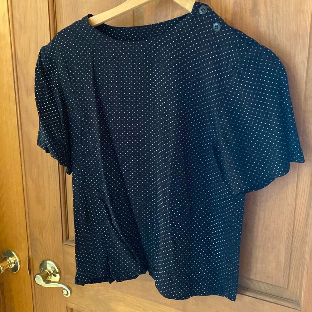 Vintage Cropped Black and Grey Polka Dot Top